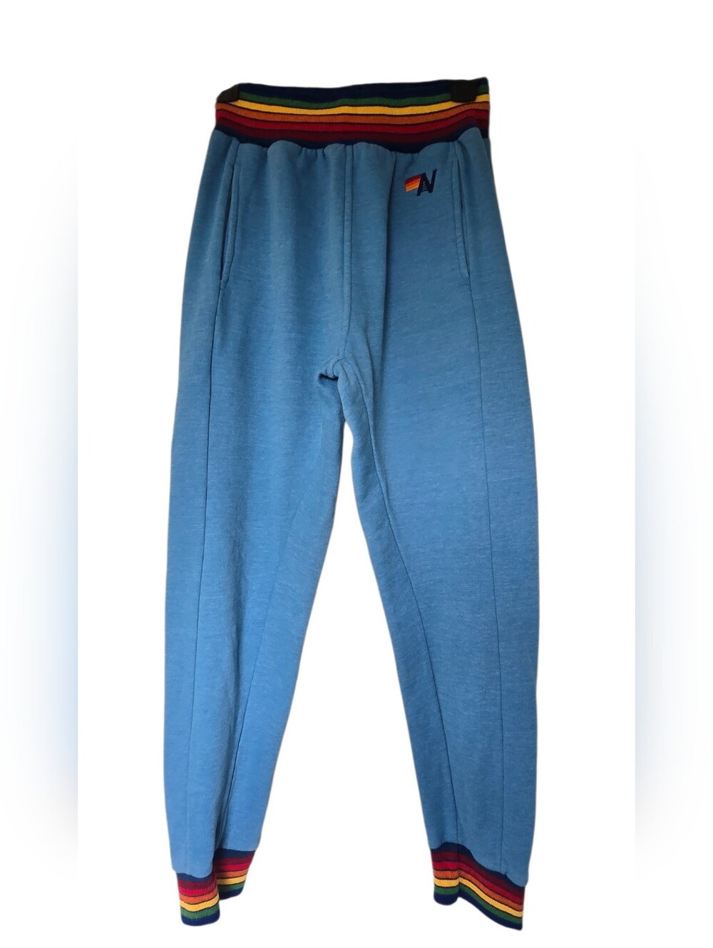 Aviator Nation Blue Track Pants with Striped Waistband